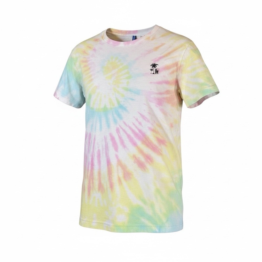 DIVIDED Tie Dye T-Shirt Mens Small Multicolor Palm Tree Graphic H&M Tee